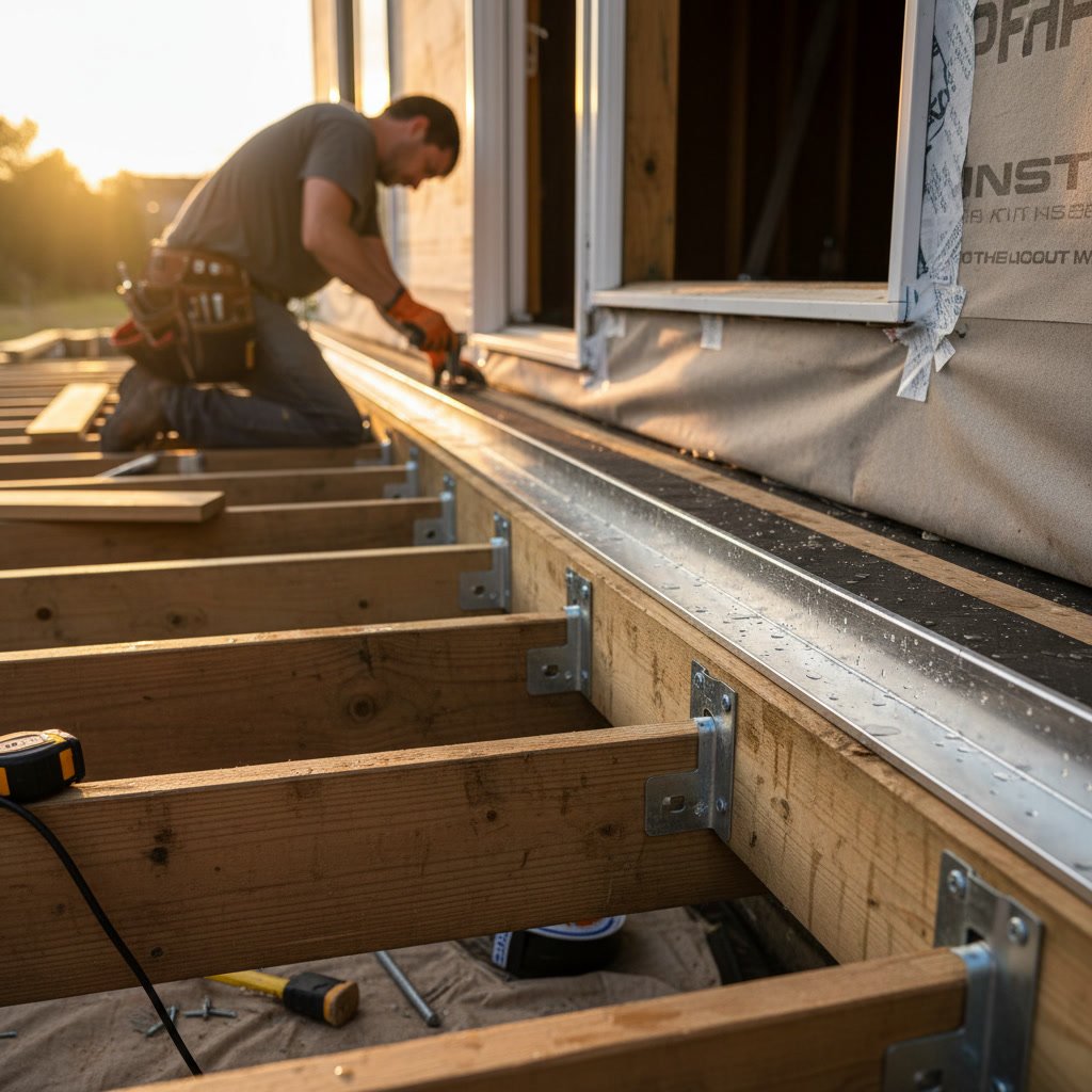 Professional deck flashing installation protecting home from water damage