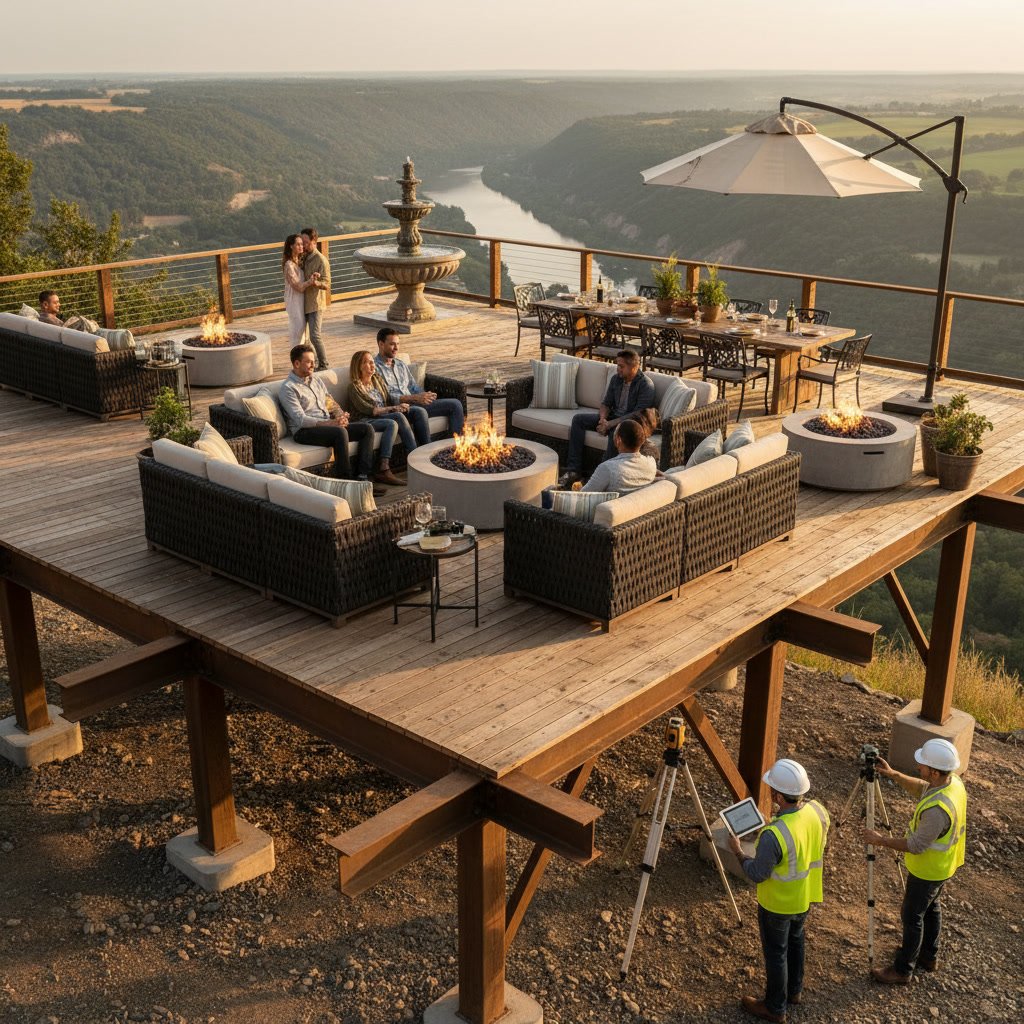 Professional deck construction showing strong framing and proper load-bearing structure